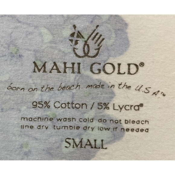 Mahi Gold Hydrangea Walk In Blue Half Sleeve Cotton Dress Size Small - Picture 3 of 7